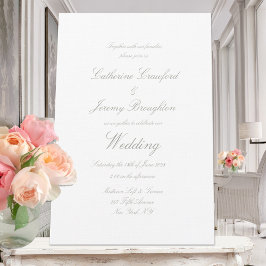 Convites Script de Casamento Linen Branco Clássico