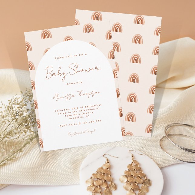 Convites Script de Chá de fraldas do Arco Arco Arco Arco Ar (Criador carregado)