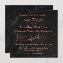 Script de cobre elegante com mármore preto | Casam