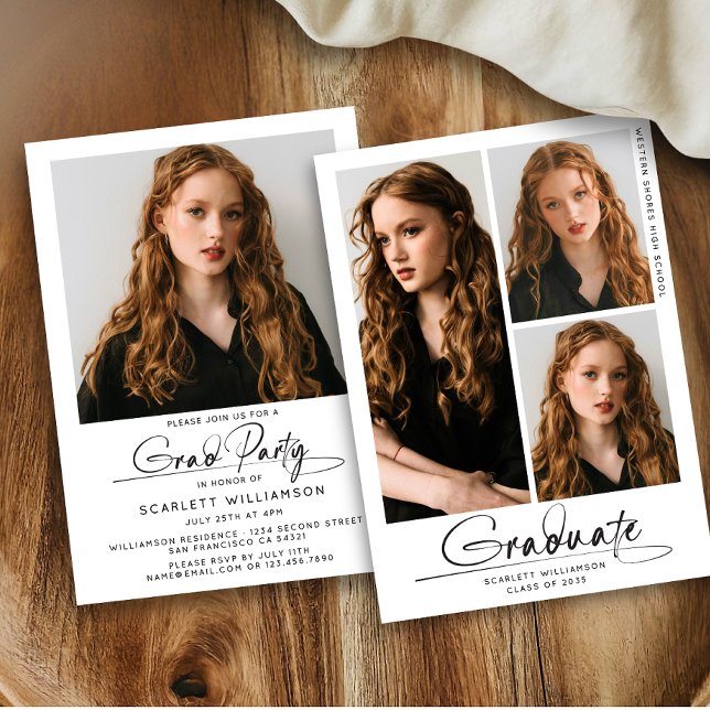 Convites Script de Colagem de Fotografias da Festa de forma (Criador carregado)