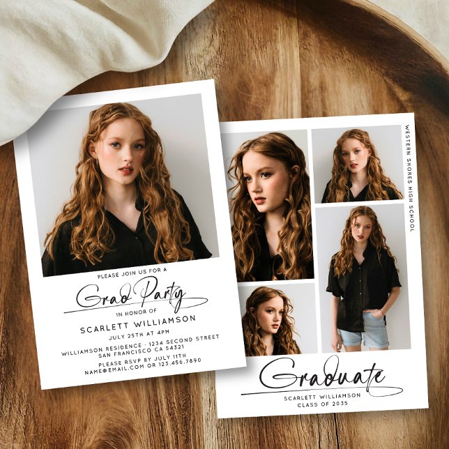 Convites Script de Colagem de Fotografias do Modern Festa d (Criador carregado)