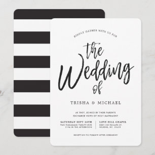 Convites Script de dança em preto Casamento branco com dis