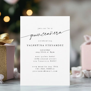 Convites Script de Festa de aniversário Mínimo Moderno da Q