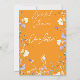 Convites script de flores silvestres brilhantes e ousadas n