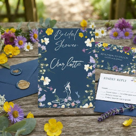 Convites script de flores silvestres brilhantes e ousadas p
