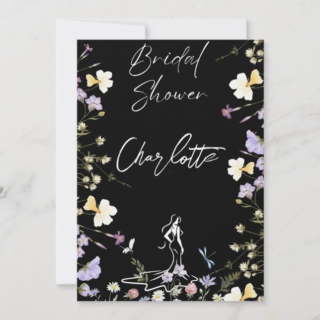 Convites script de flores silvestres brilhantes e ousadas p (Frente)