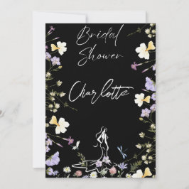 Convites script de flores silvestres brilhantes e ousadas p