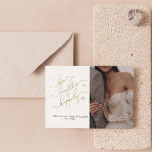 Convites Script de Foto do Código QR 2 Elegante Feliz Nunca