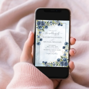 Convites Script de Fotografia de Cor Floral Floral Dourada 