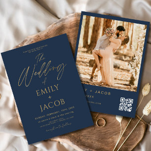 Convites Script de Fotografia do Código QR de Casamento Dou