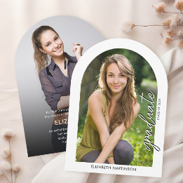 Convites Script de Letra Moderna Foto Arqueada de Formatura