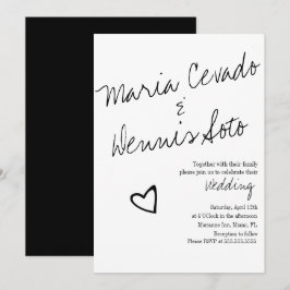 Convites Script de Letreiro de Coração Flutuante Simples Ca