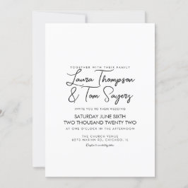 Convites Script de Letreiro Minimalista Preto Casamento