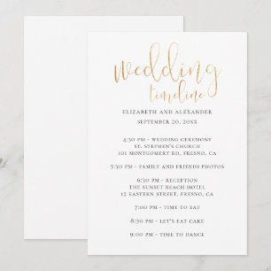 Convites Script de linha de tempo de festa de casamento. Ca