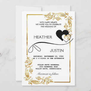 Convites Script de ouro minimalista tradicional