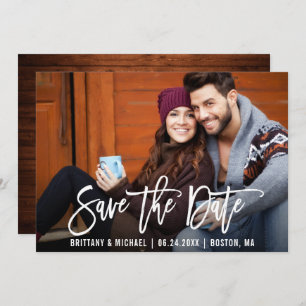 Convites Script de Pincel Moderno Salva A Placa De Madeira 