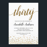 Convites Script de Pontos de Confetti Dourados aniversário<br><div class="desc">Confetti Dots Dourado moderno Script aniversário de 30 anos Invitation O design apresenta 'trinta' em um moderno script elegante e sotaque dourado confetti pontos. Se você quiser personalizar o texto 'trinta' para outra idade,  sinta-se à vontade para nos enviar um e-mail em panggadesigns@gmail.com.</div>