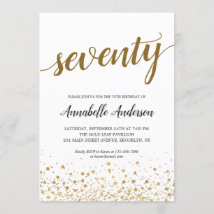 Convites Script de Pontos de Confetti Moderno Dourado de An