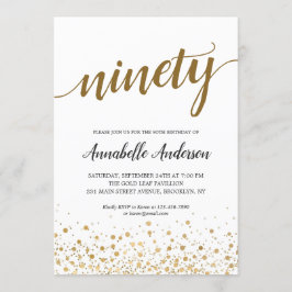 Convites Script de Pontos de Confetti Moderno Dourado de An