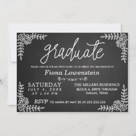 Convites Script de quadro chalkboard | Floral | Graduação O