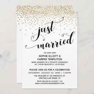 Convites Script de recem casados, Confetti Dourado, Somente