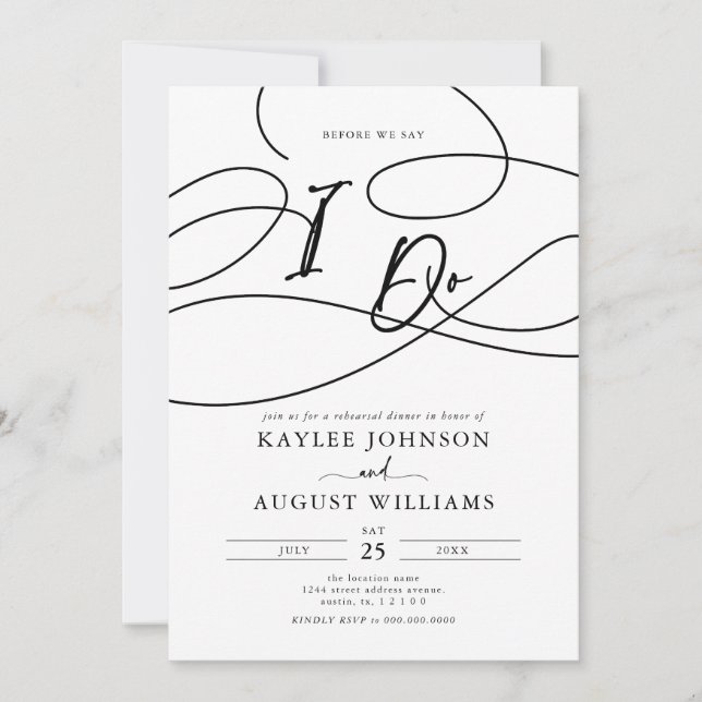 Convites Script De rico Antes De Dizermos "Eu Faço" Janto D (Frente)