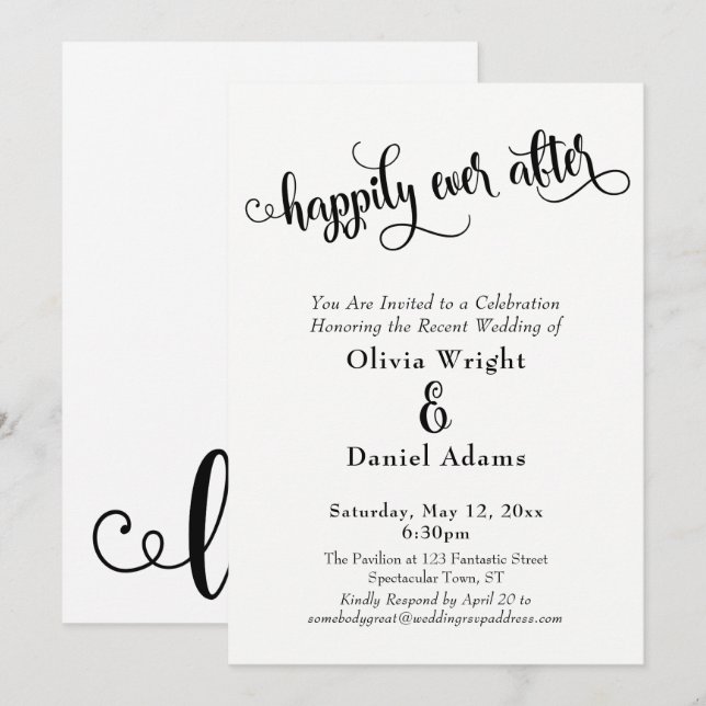 Convites Script de Rico Feliz para Sempre Depois de Preto e (Frente/Verso)