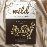 Convites Script do Balão de Folha aniversário de 40 anos Le<br><div class="desc">Leopard Foil Balloon Script Modern Birthday design. Os produtos correspondentes podem ser encontrados na coleção de Aniversários Adultos do Leopard Foil Balloon.</div>