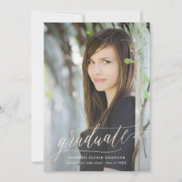 Convites Script Dourado de Formando Gilded na Graduação de 