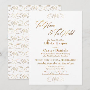 Convites Script Dourado Elegante Para Ter E Manter Recepção