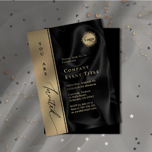 Convites Script Dourado elegante Você é o logotipo da empre