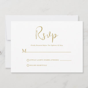 Convites Script Dourado Whimsical Na Placa RSVP Branca