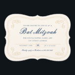 Convites Script Elegante Bat Mitzvah<br><div class="desc">Marfim e marinho Elegante Bat Mitzvah convite design por Shelby Allison.</div>