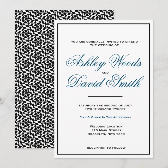 Convites Script Elegante clássico simples (Frente/Verso)