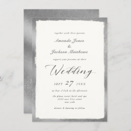 Convites Script Elegante com Casamento Formal de Silver Sem