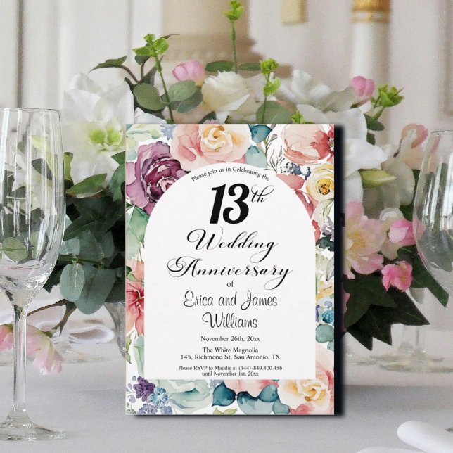 Convites Script Elegante de Aniversário de Casamento de 13 (Criador carregado)