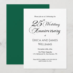 Convites Script Elegante de Aniversário de Casamento de 25