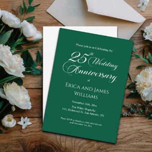 Convites Script Elegante de Aniversário de Casamento de 25