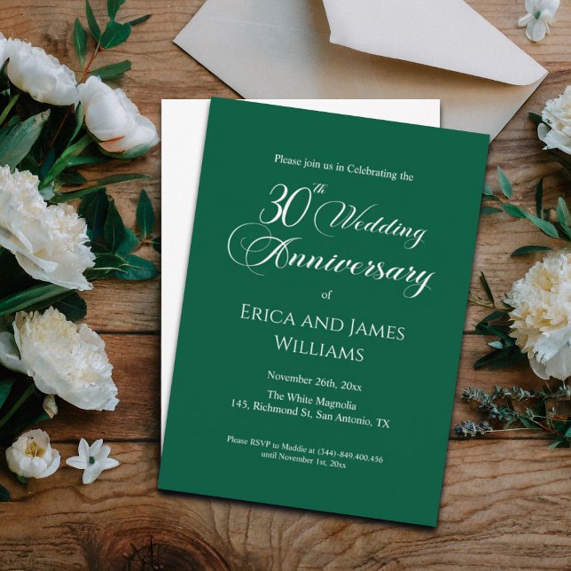 Convites Script Elegante de Aniversário de Casamento de 30  (Criador carregado)