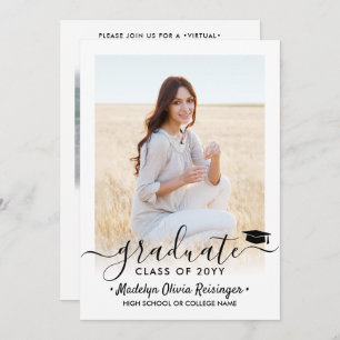 Convites Script Elegante de Festa de formatura Virtual de 2