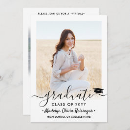 Convites Script Elegante de Festa de formatura Virtual de 2