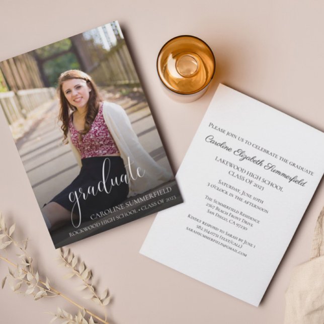 Convites Script Elegante de Fotografia de festa de formatur (Criador carregado)