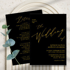 Convites Script Elegante Dourado Preto Tudo Em Um Casamento