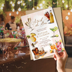 Convites Script elegante estoque o Chá dos Casais Bares