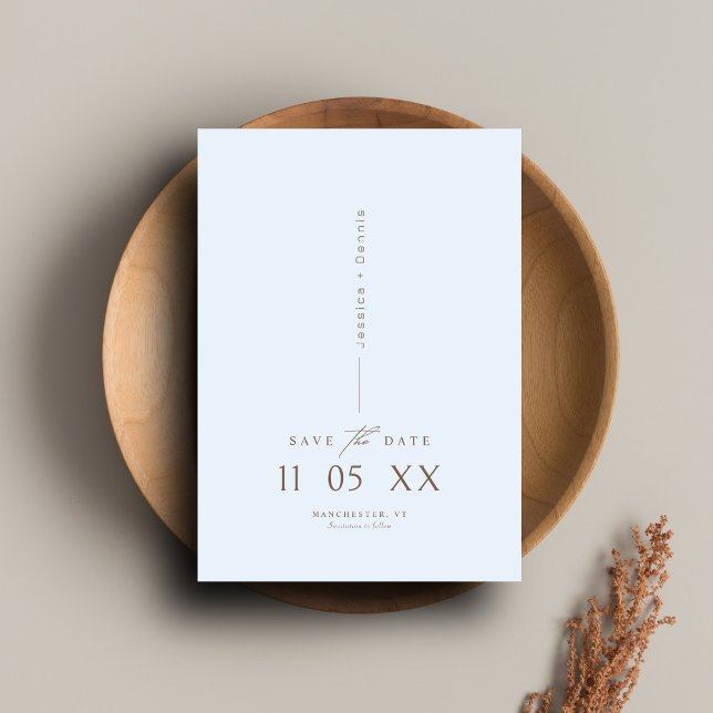 Convites Script Elegante mínimo Azul claro Salvar a Data (Criador carregado)