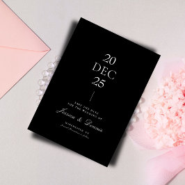 Convites Script Elegante Mínimo Moderno B&W Salvar a Data