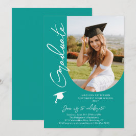 Convites Script Elegante Moderno de Festa de formatura de F