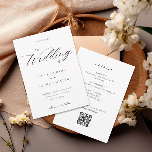 Convites Script Elegante Moderno Tudo em Um Casamento