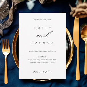 Convites Script Elegante Moderno Tudo em Um Casamento