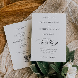 Convites Script Elegante Moderno Tudo em Um Casamento